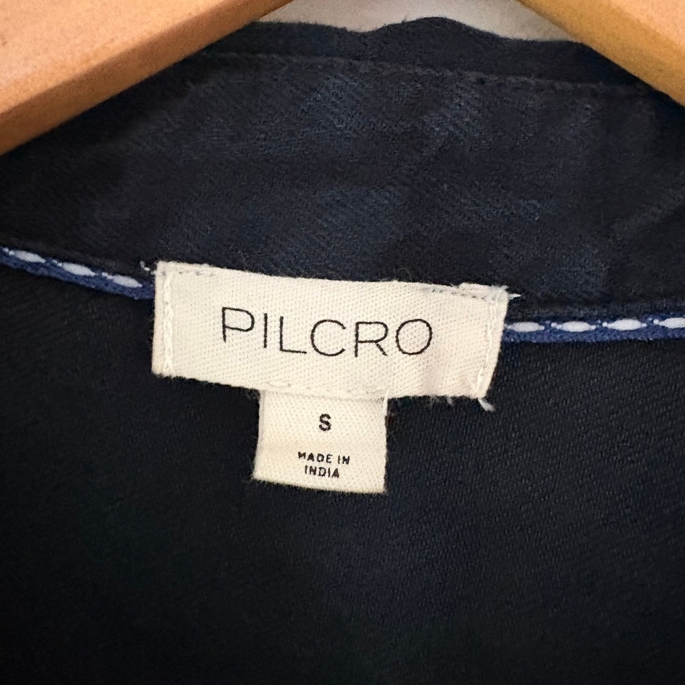 Pilcro Western Shirt Small Black Pearl Snap Button Down Boho Cowgirl Denim - Picture 4 of 10